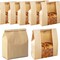 25 Pieces Paper Bread Bags for Homemade Bread Sourdough Bread Bags Large Paper Bakery Bag with Window for Baked Food Packaging Storage,Label Seal Sticker Included (13.7x8.2x3.5 inch)